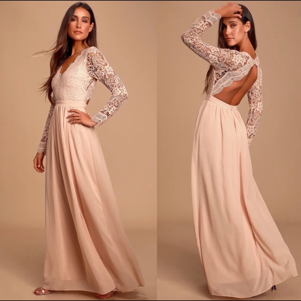 Lulus Awaken My Love Blush Pink Long Sleeve Dress